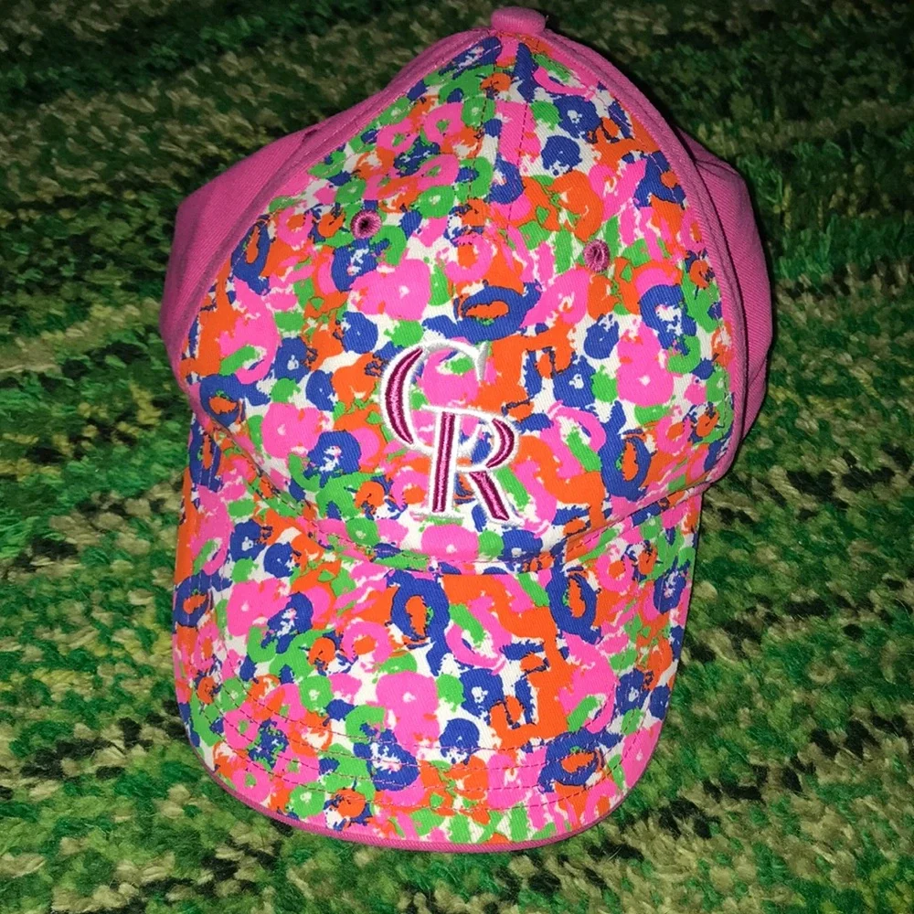 Colorado Rockies Kids Pink Floral Pattern Cap with CR Logo